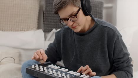 person making music at home