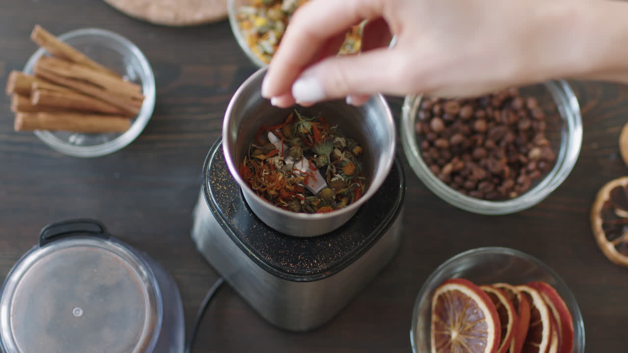 Grinding Dried Flowers To Make Scrub