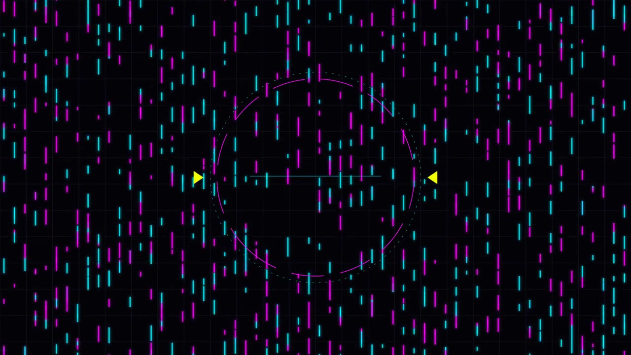 Abstract Digital Background with Pulsing Neon Lines and Circular HUD Element