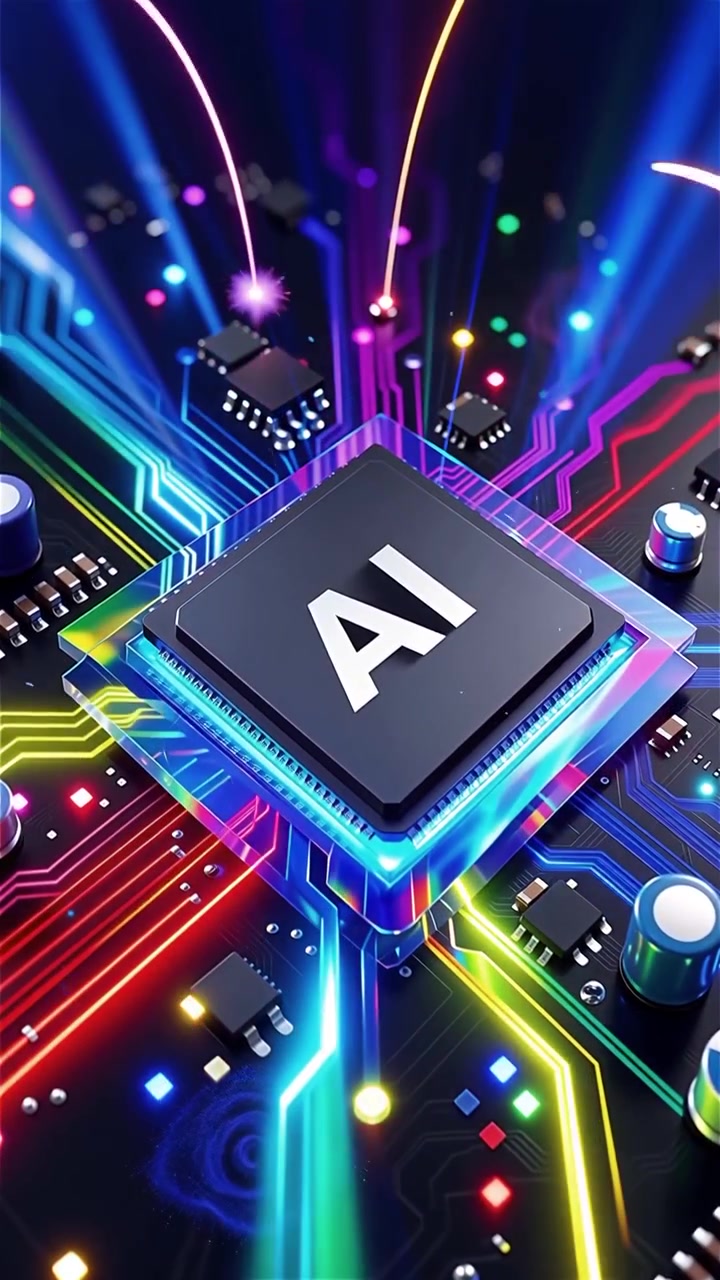 Futuristic AI Chip Motherboard Technology Background