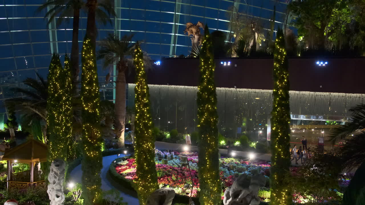 Nighttime Garden Decorations at a Botanic Garden