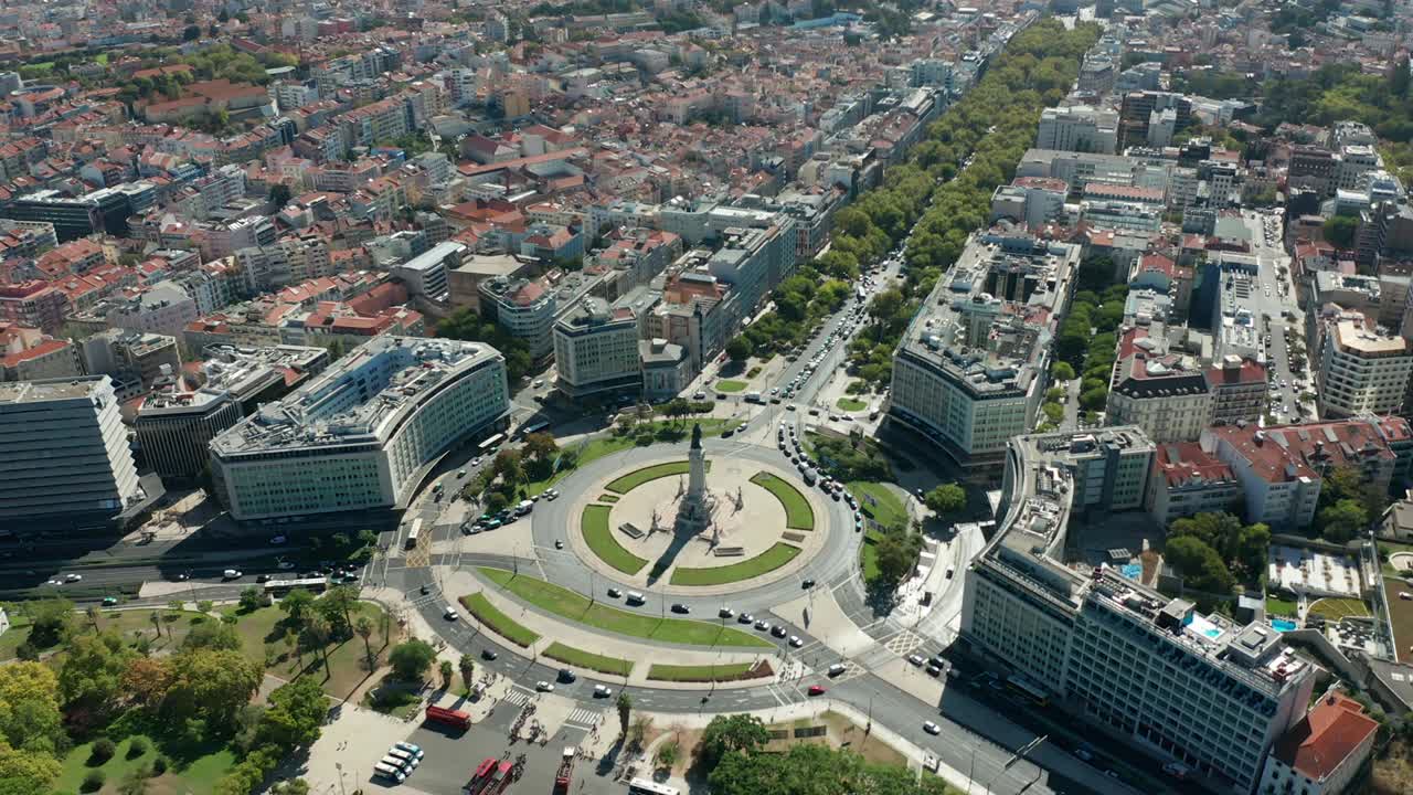 vista aérea. portugal, lisboa día soleado marqués de la plaza pombal