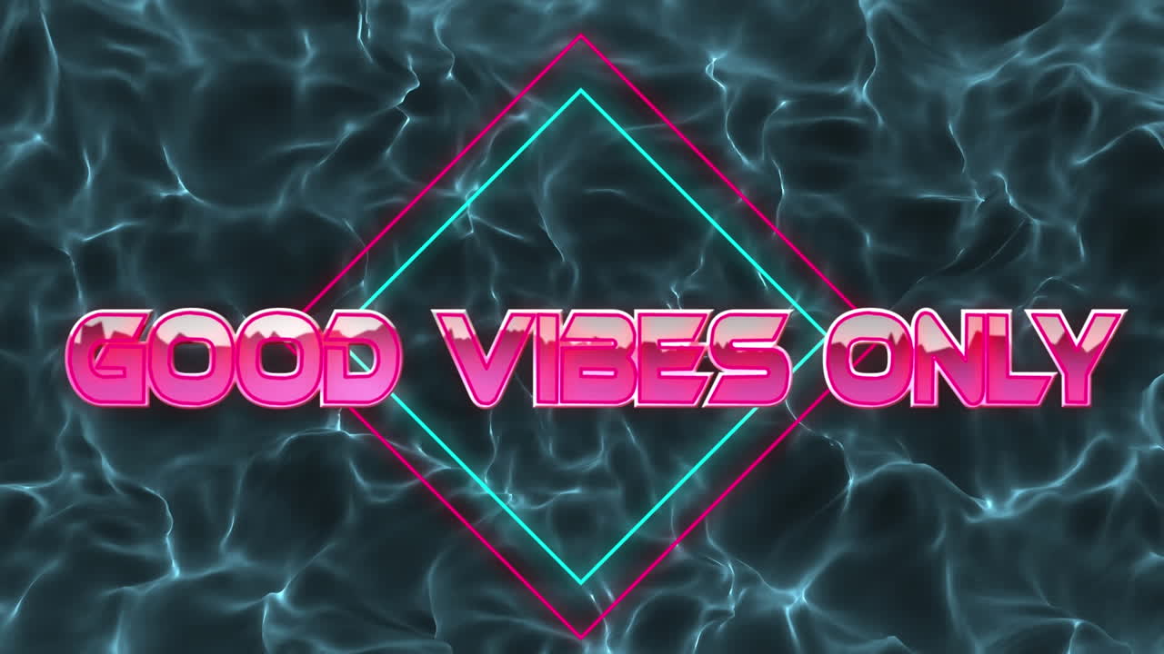 Animation of good vibes only in digital abstract space