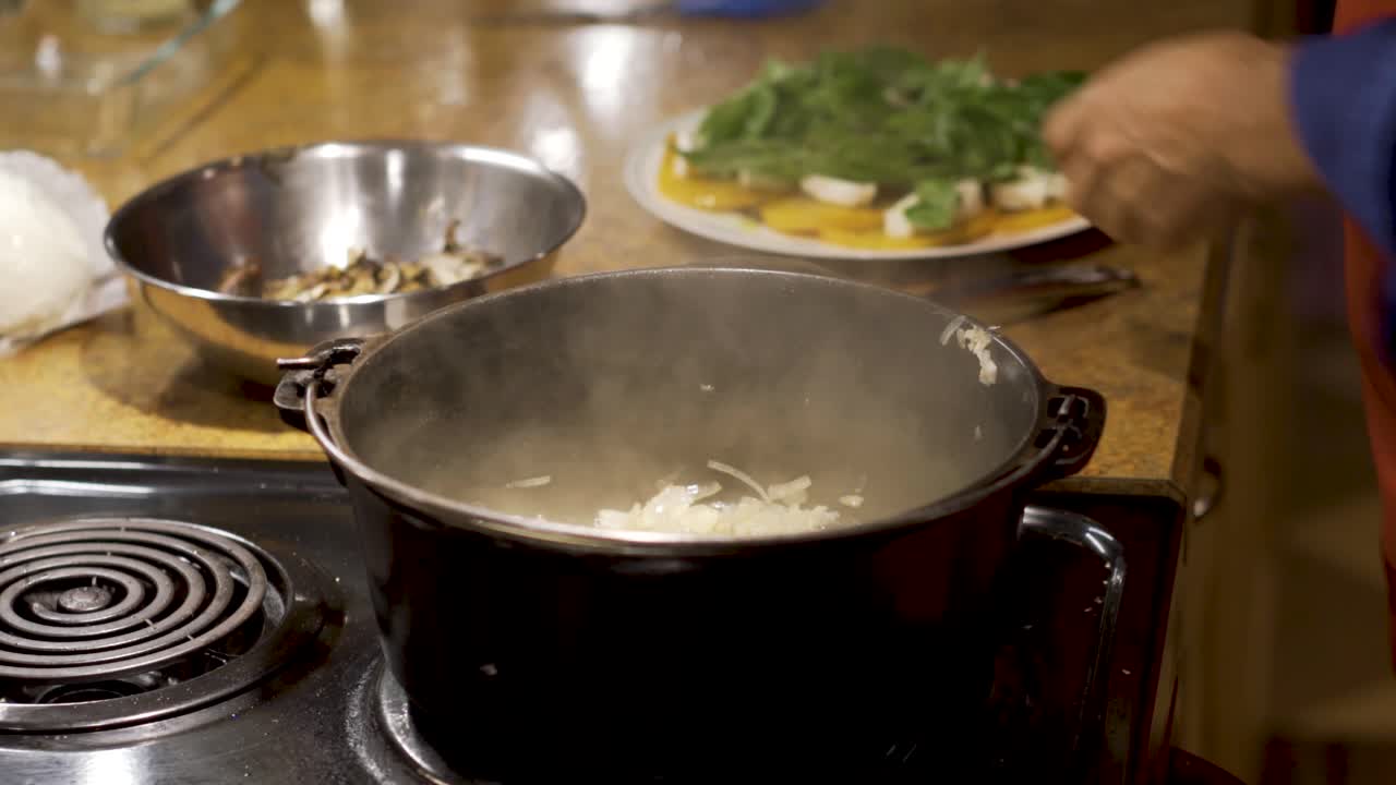 Preparing a meal in the kitchen