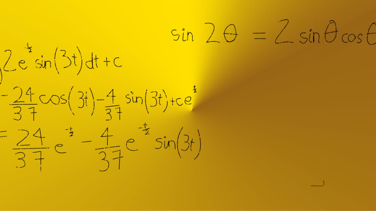 animación de fórmulas matemáticas escritas a mano sobre un fondo amarillo
