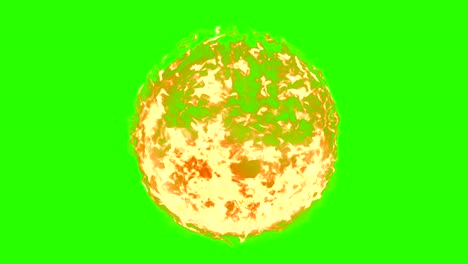 real, ball of flame fire in chroma key green screen background, dangerous flame