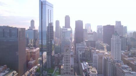 witness the hustle and bustle of chicago's business district with captivating drone visuals.