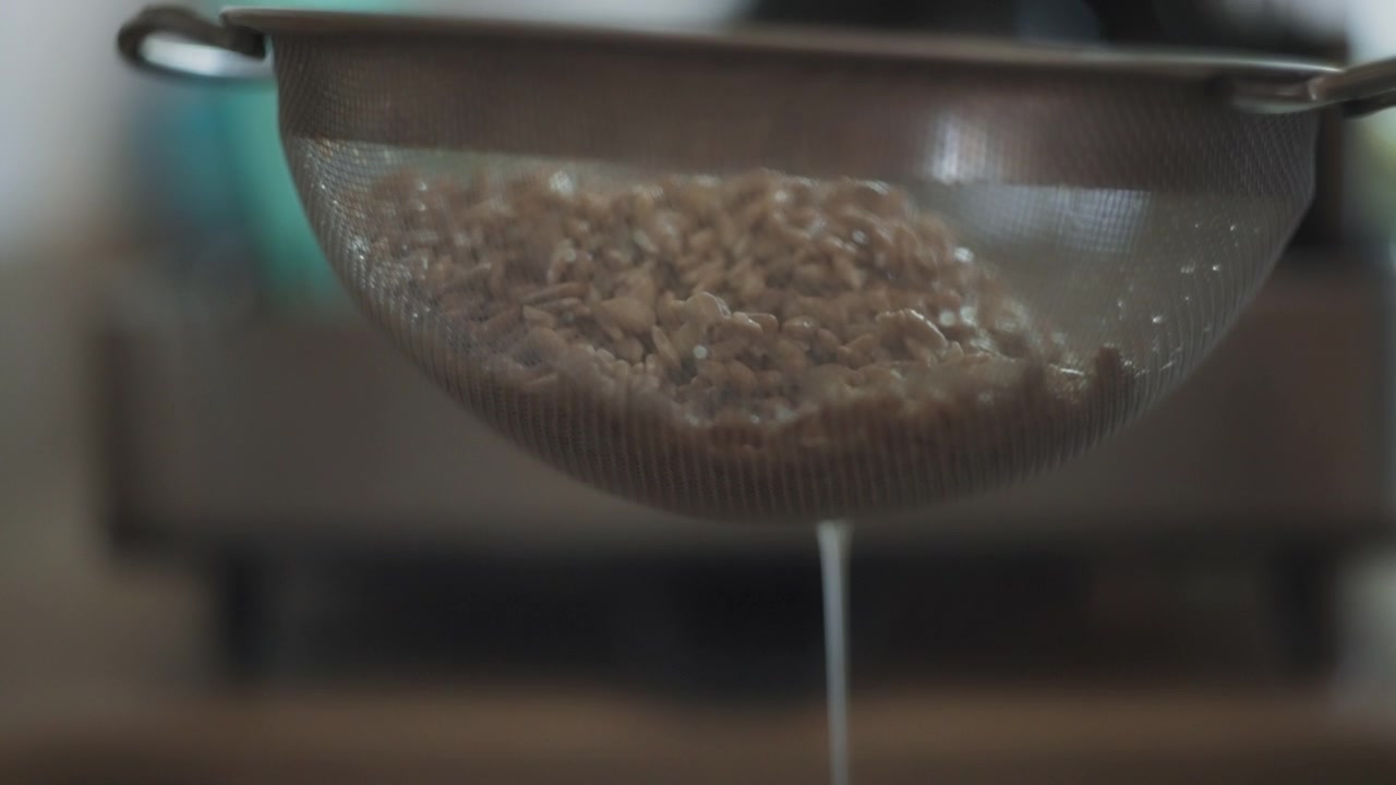 Sunflower seeds in the strainer
