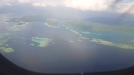 aerial view of tropical islands and coral reefs