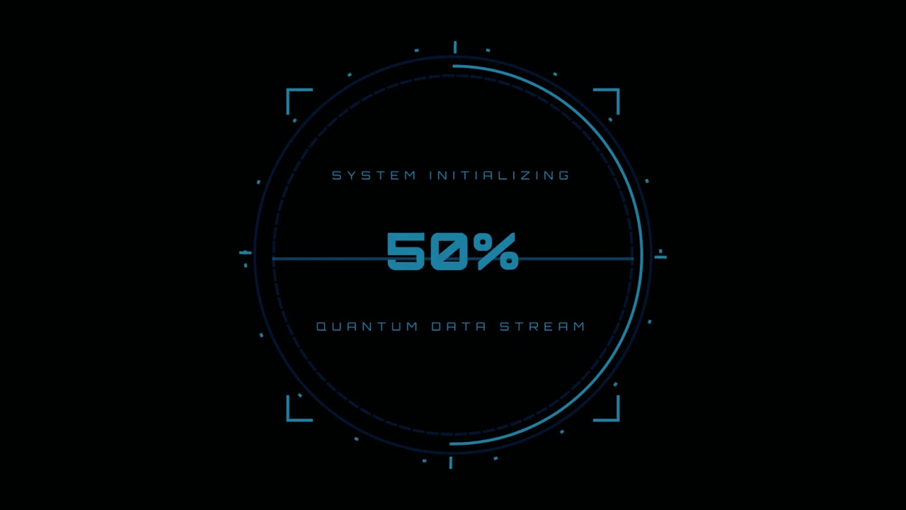 Digital Loading Progress Bar with Quantum Data Stream Interface