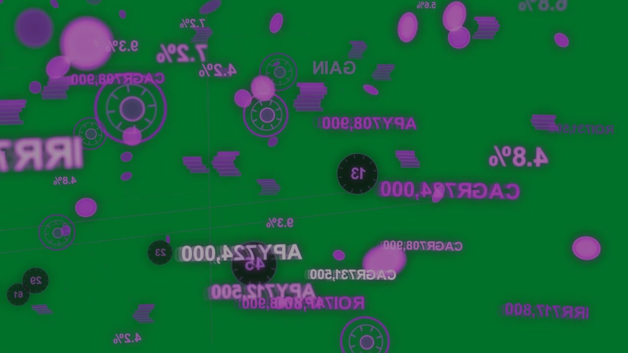 Particle pulse starting HUD drifting right, rotating dials and showing data on transparent canvas