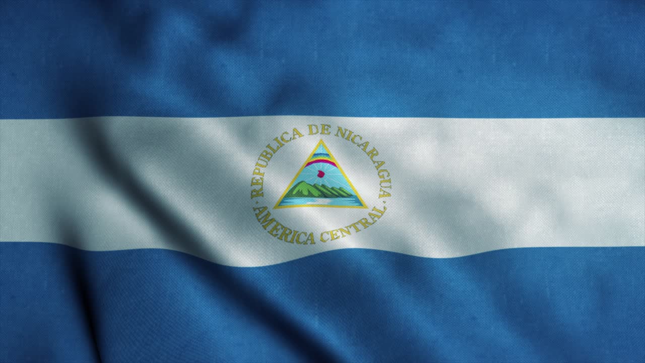 la bandera de nicaragua ondeando en el viento. la bandera nacional de nicaragua. el signo de nicaragua animación de bucle sin costuras. 4k