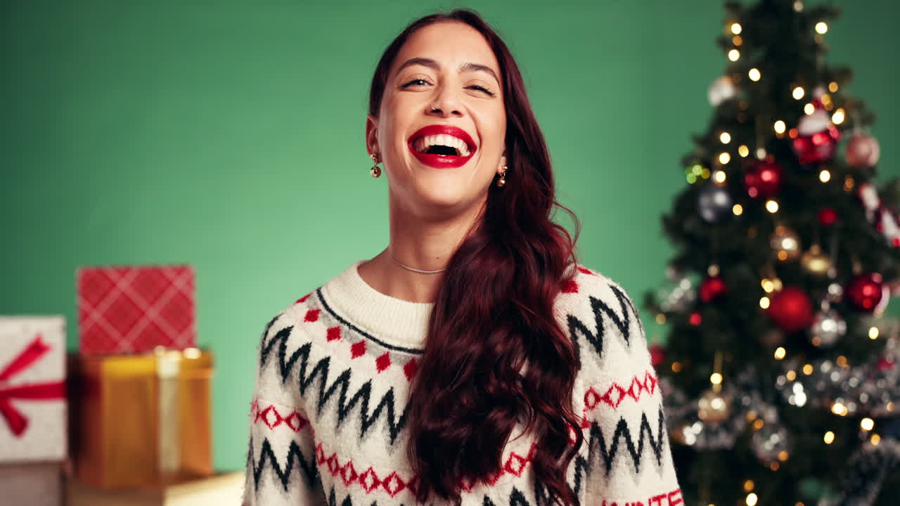 Festive woman celebrating Christmas