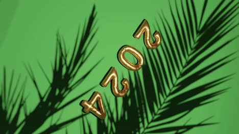 golden ballon 2024 on silhouetted palms green background vertical