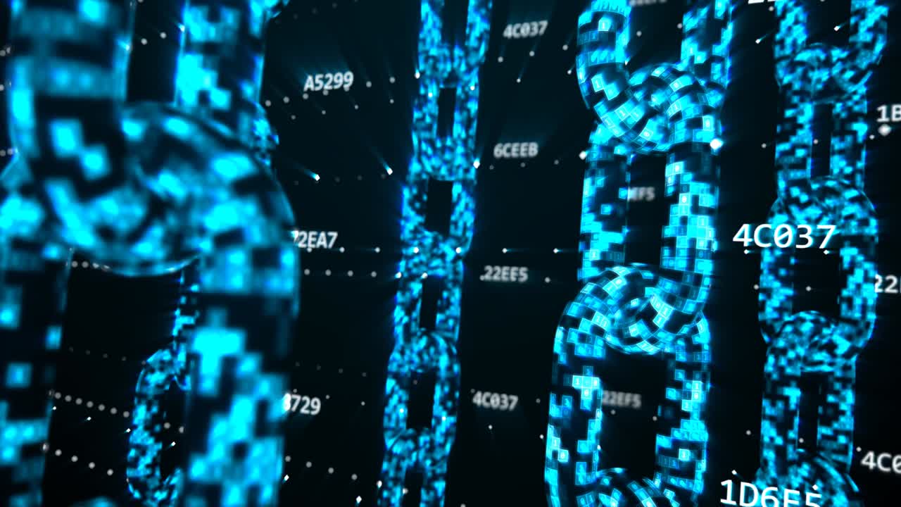 Abstract Blockchain Internet Network Code Future Security Concept - 4K Seamless Loop Motion Background Animation