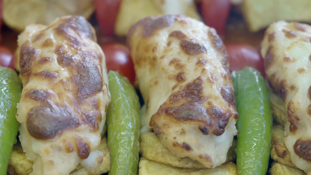 Grilled Cheese Stuffed Chicken with Vegetables