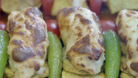 grilled cheese stuffed chicken with vegetables