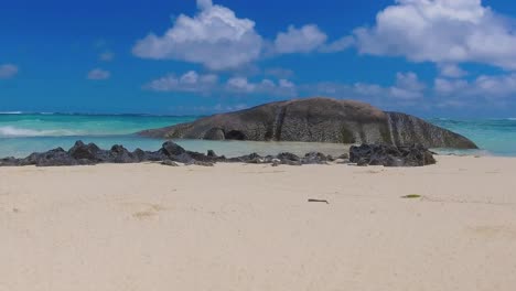 tropical island beach as seen from the sand