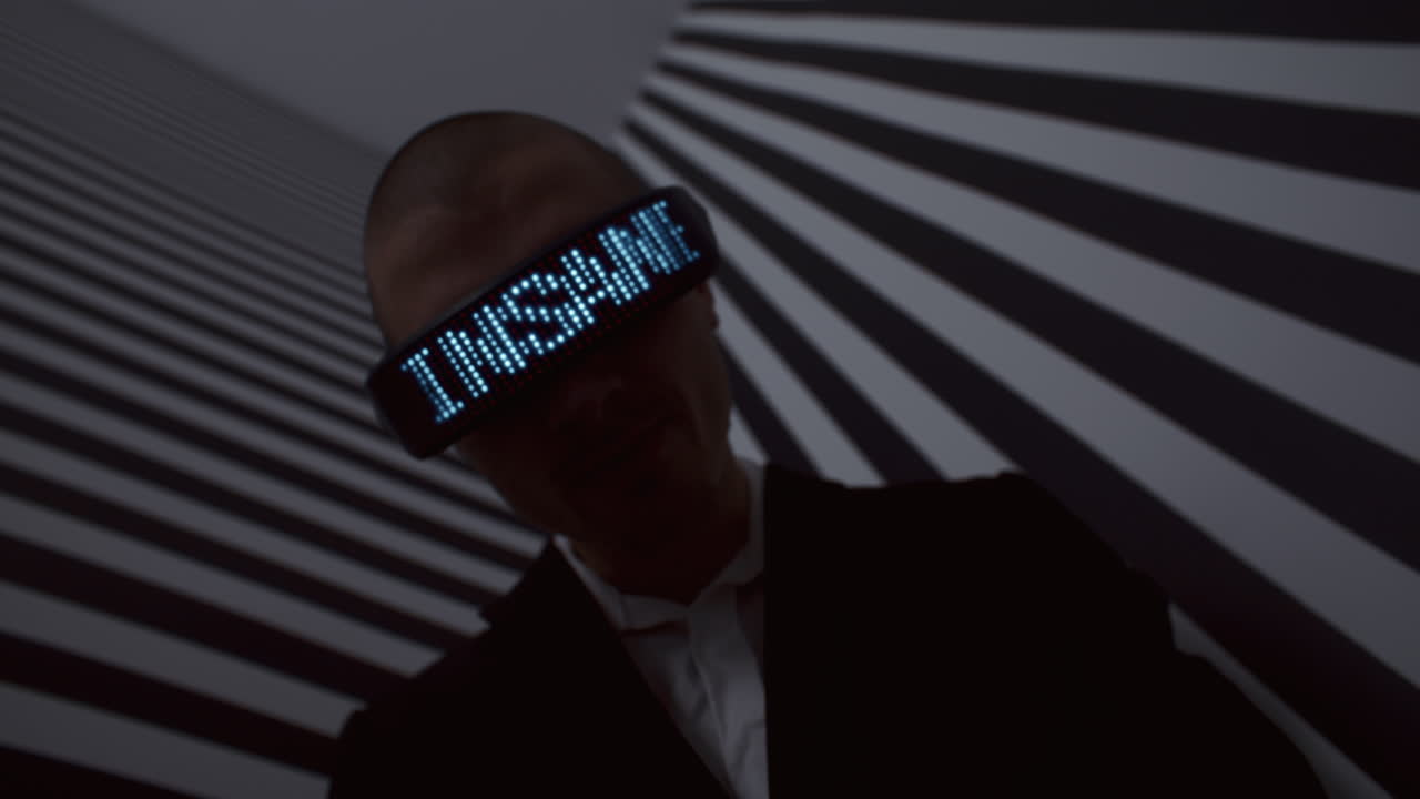 Man Wearing Futuristic VR Headset