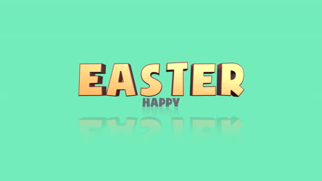 Cartoon-yellow-Happy-Easter-text-on-green-gradient
