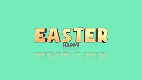 cartoon yellow happy easter text on green gradient