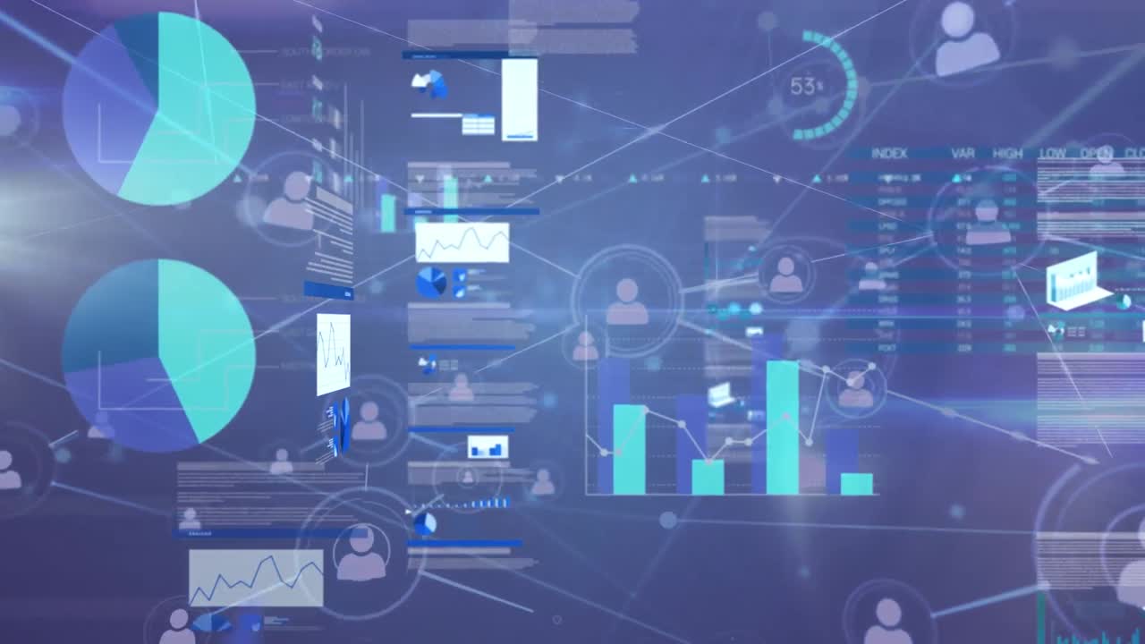 animación del procesamiento de datos a través de una red de conexiones