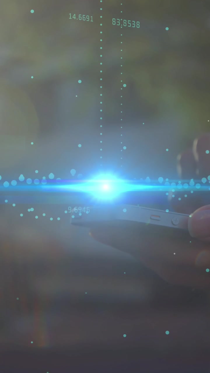 Animation of graphs over hands of caucasian woman using smartphone