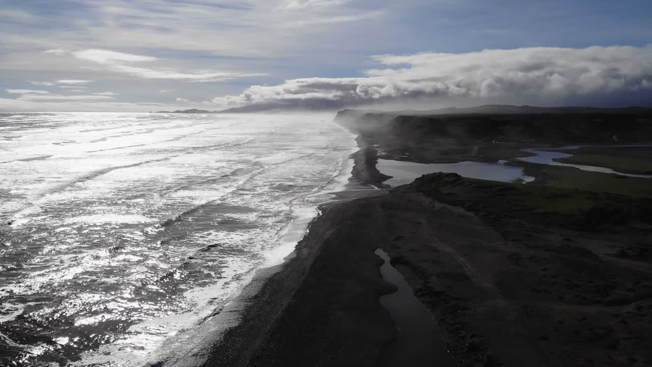 Coastal Landscape with Black Sand Beach