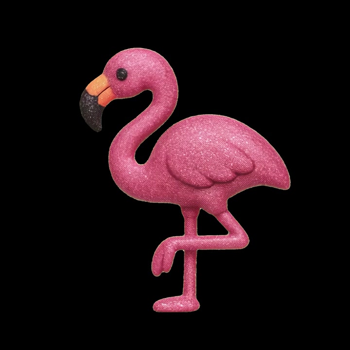 Pink Flamingo Figurine Moving Its Head Against Black Background
