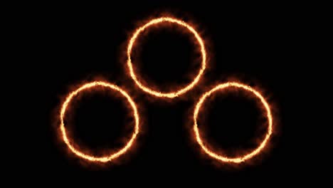 three ring-shaped fires, can be used as a video background