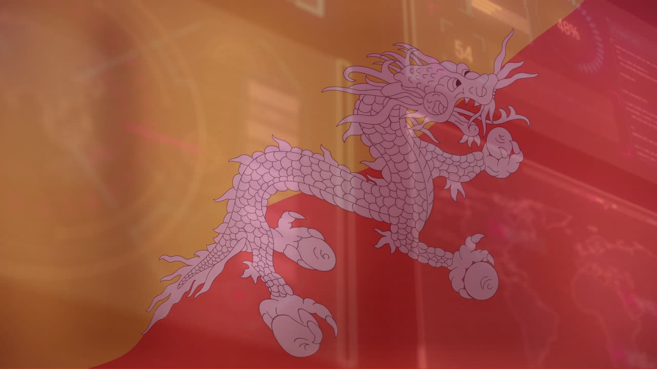 animación de la bandera de bután sobre el procesamiento de datos