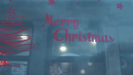 Festlicher-Aufkleber-„Frohe-Weihnachten“,-Der-Auf-Der-Glasfront-Des-Ladens-Aufgeklebt-Ist