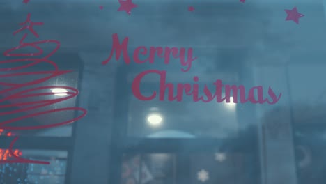 merry christmas festive decal stuck on shop front glass