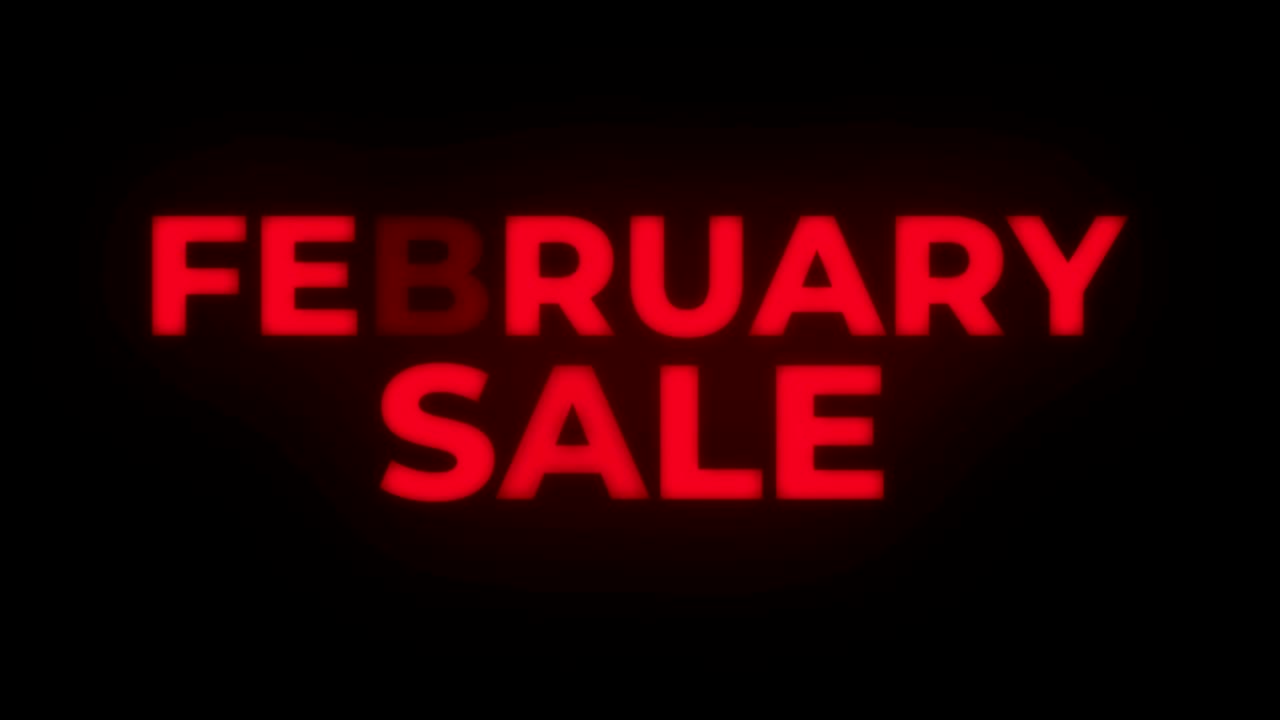 February Sale Text Flickering Display Promotional Loop.