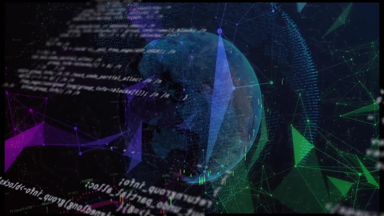 Animation of globe, statistcs and data processing
