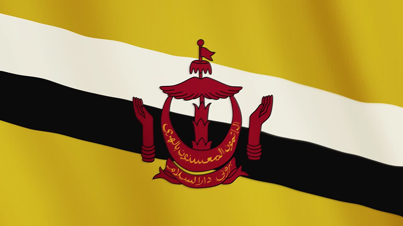 animación de la bandera de brunei agitando. pantalla completa. símbolo del país