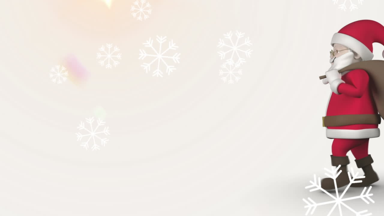 Animation of snow falling over santa claus walking and waving | Premium ...