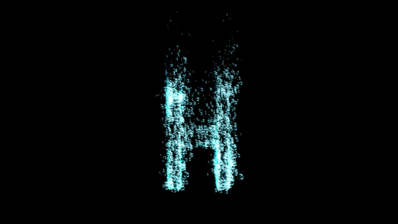 Wasserblasen Buchstabe H Animation auf transparentem Hintergrund
