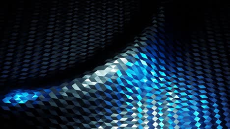 estilo oscuro abstracto bajo fondo poli en 4k. ondas abstractas se mueven en superficie metálica brillante en bucle. animación suave y sin costuras. simple geometría minimalista bg. color azul