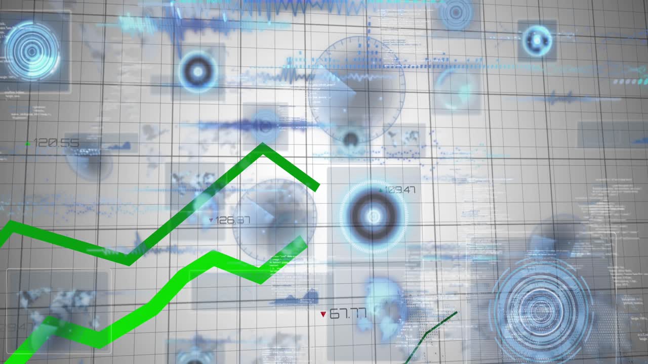 백색 배경에 녹색 선으로 데이터 처리의 애니메이션
