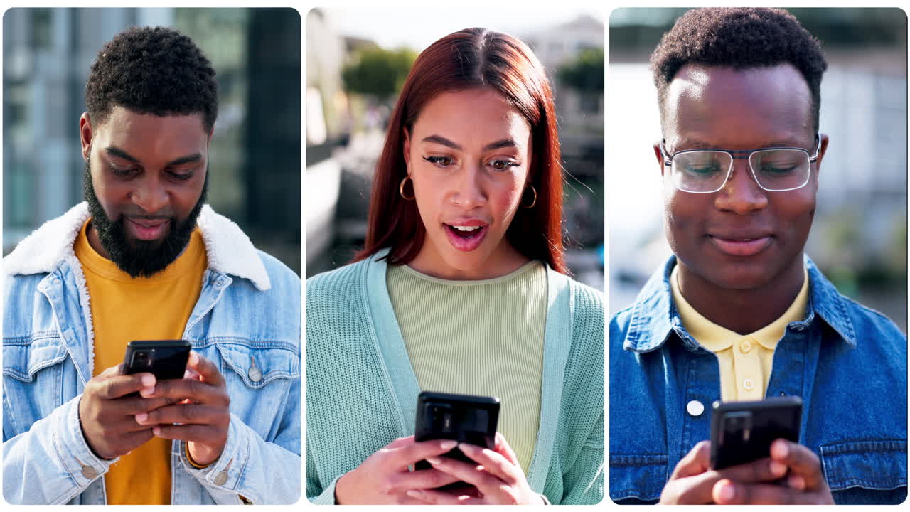 telefone, redes sociais e diversidade com uma colagem