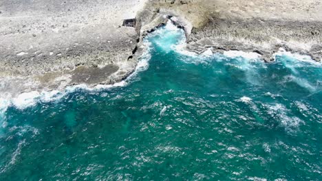 Shete-boka-national-park-with-waves-crashing-on-rocky-shores,-aerial-view