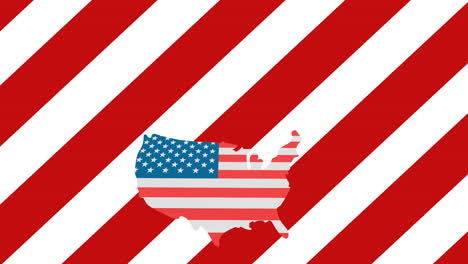 animation of usa coloured with american flag over american flag