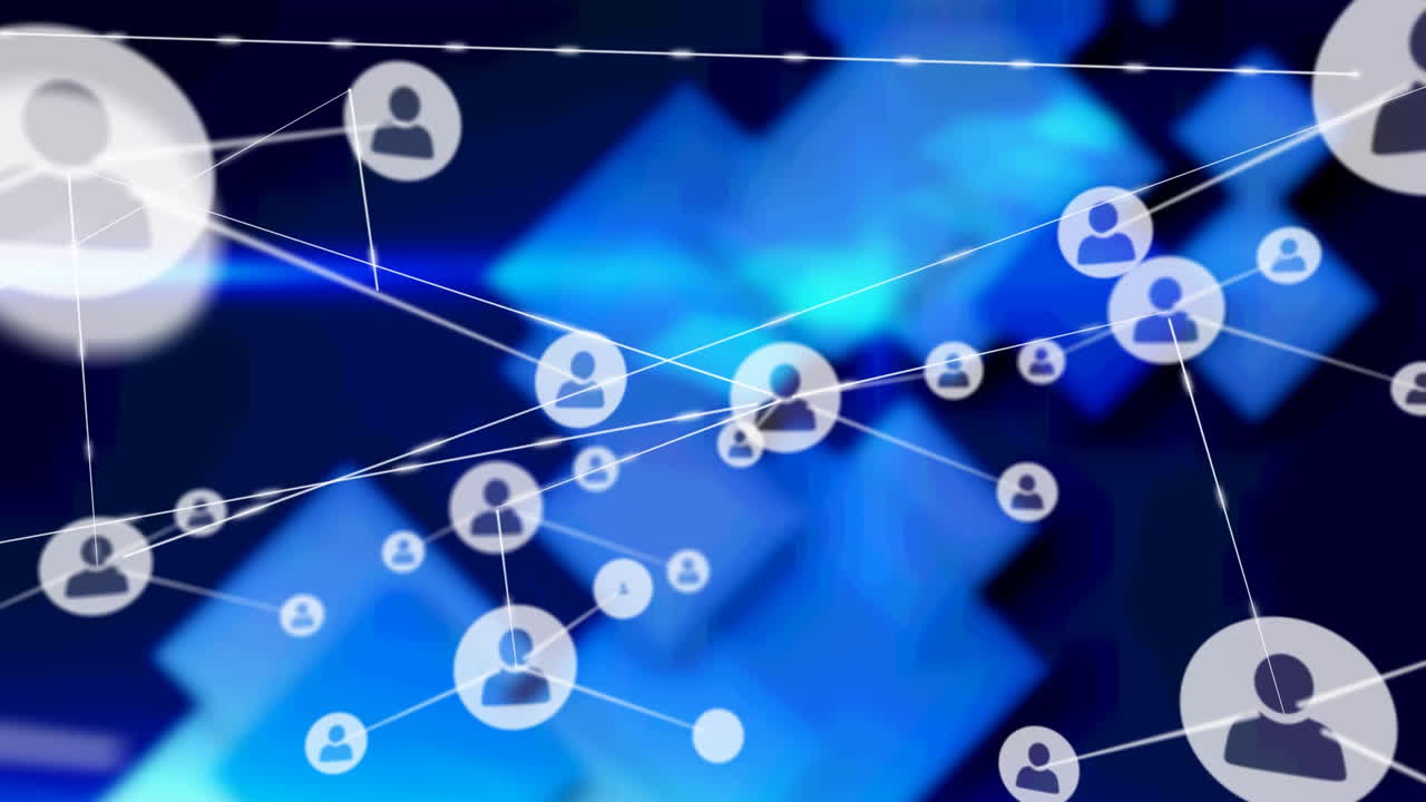 animación de la red de conexiones sobre fondo azul