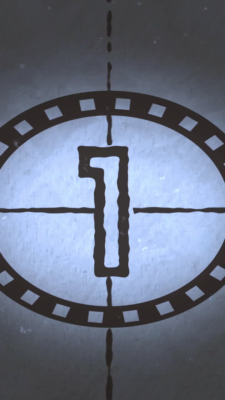Vintage Film Countdown from Five to Zero