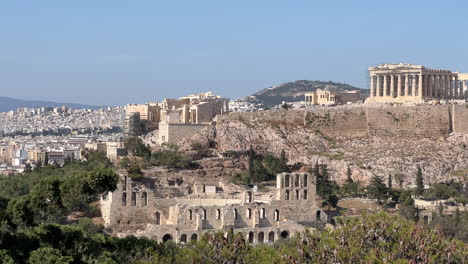 Panoramablick-Auf-Den-Akropolis-Hügel-Und-Athen