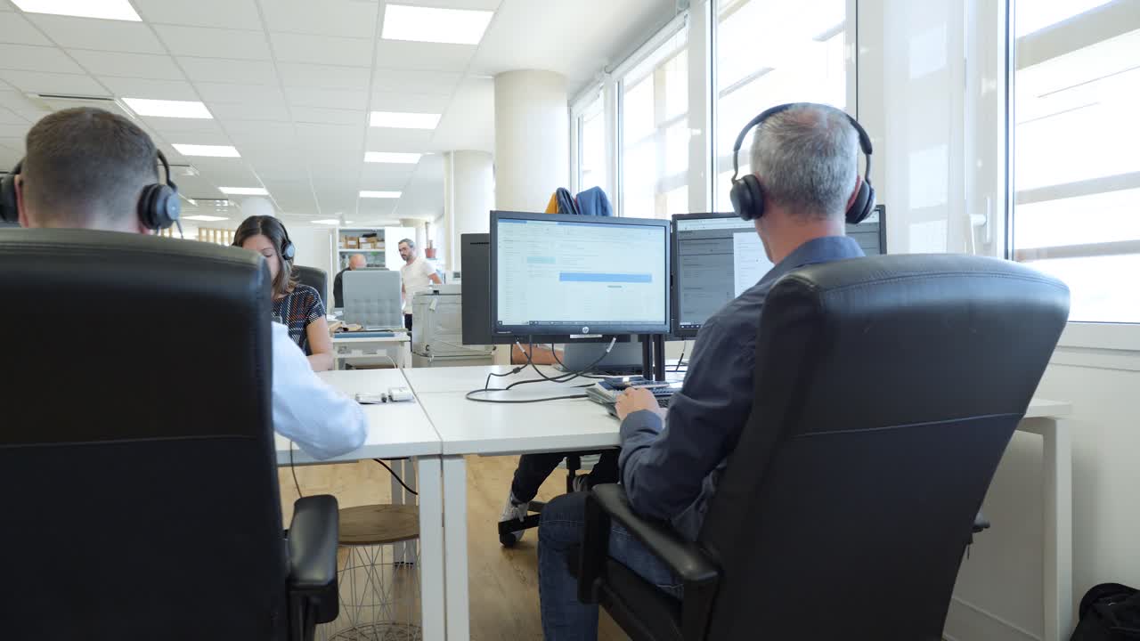 Office workers in modern workspace