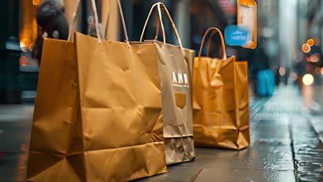 shopping bags on a city street