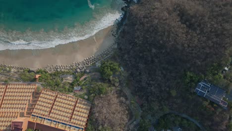 drone top down view of ixtapa zihuatanejo beach at sunset