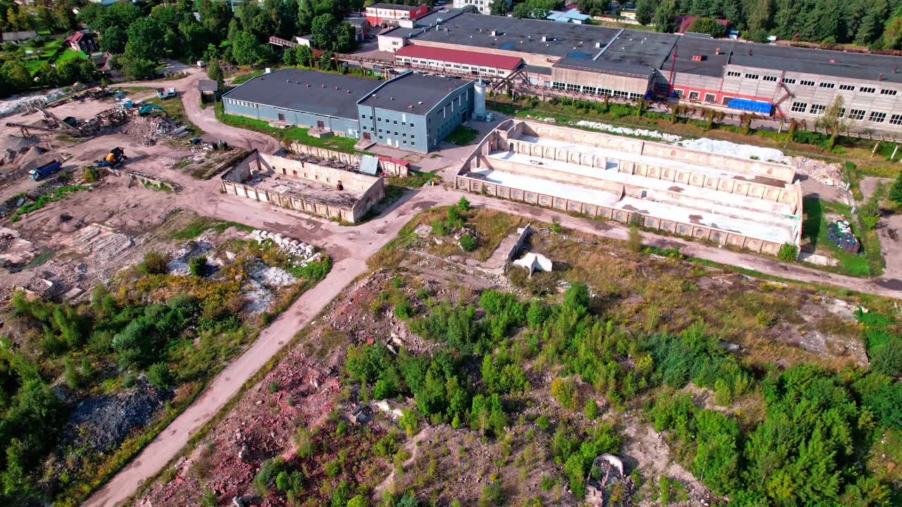 Aerial view of abandoned industrial area in Latvia